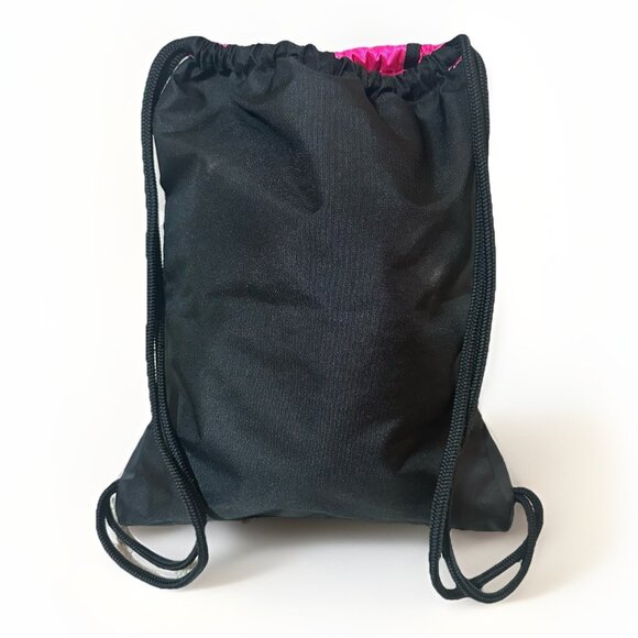 Adidas Backpack Pink And Black Drawstring Rope Style Pull Closure Zipper Pocket - Picture 2 of 10